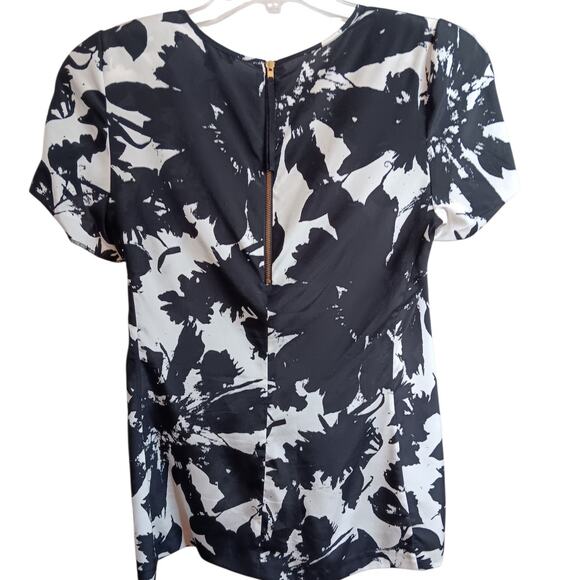 ANN TAYLOR Classic Floral Silk Blouse Top *READ 4 Spandex Abstract Dressy Career - Picture 10 of 10